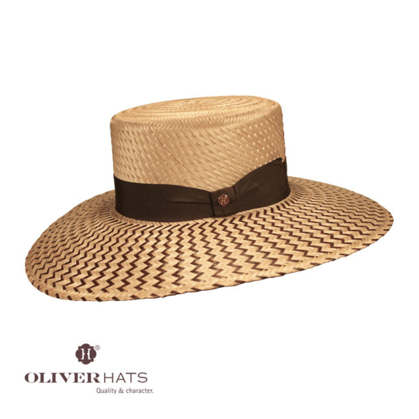 Cleef. Palma Wayuu natural & marrón con cinta de Medio Lazo.